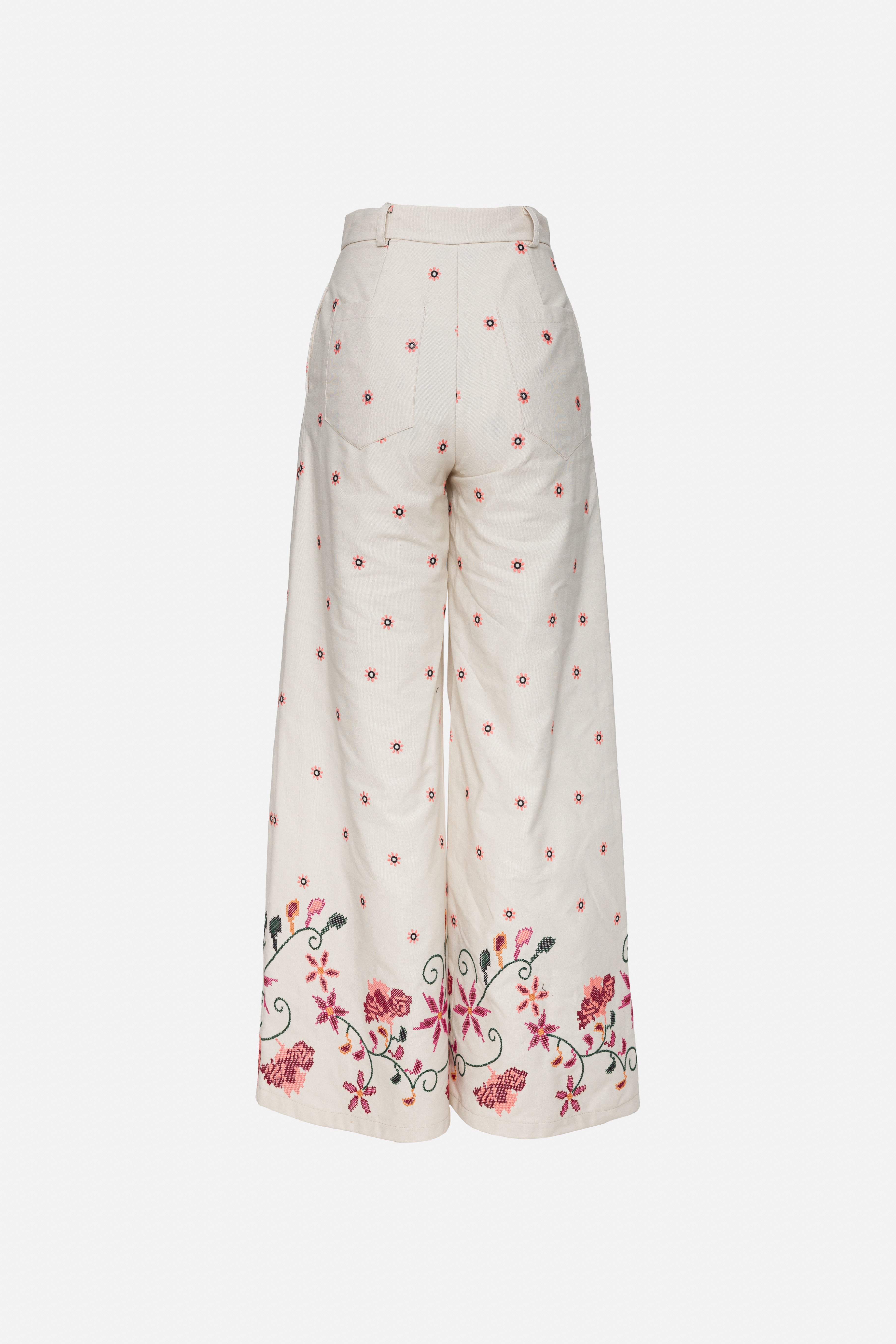 Saiph pantalone palazzo con ricamo