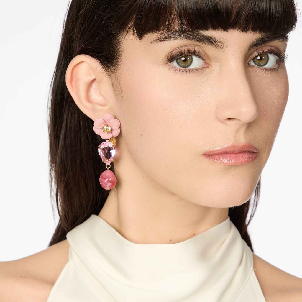 Sodini Orecchini fiore e due elementi Santa Margherita - Rosa