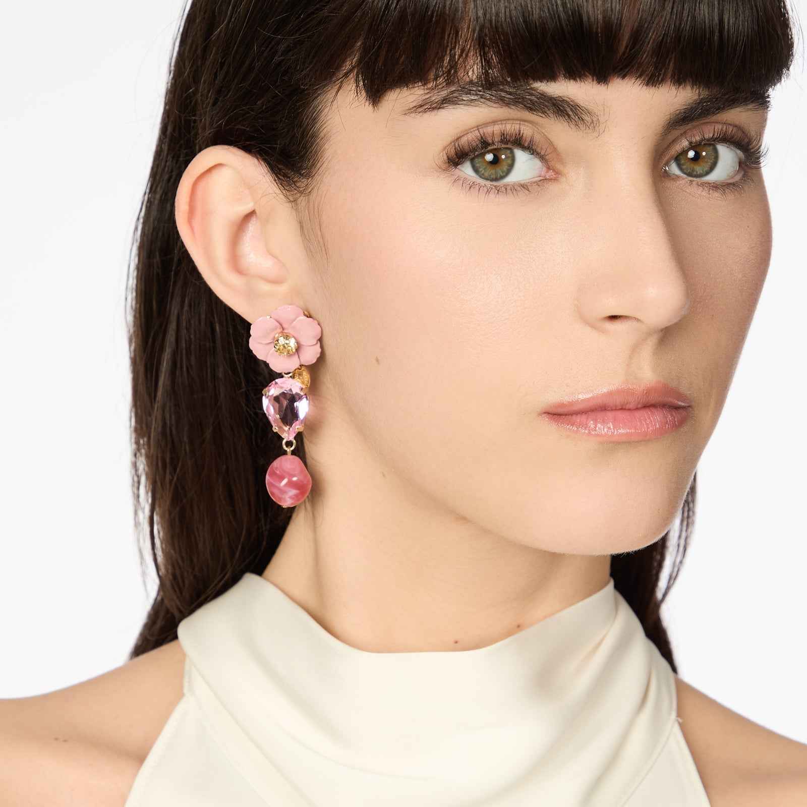 Sodini Orecchini fiore e due elementi Santa Margherita - Rosa