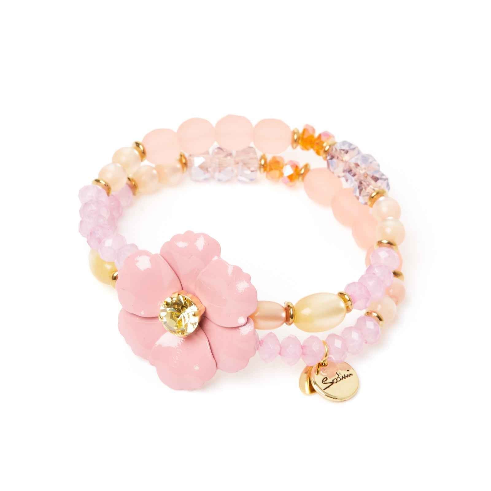 Sodini Bracciale elastico perline e fiore Santa Margherita - Multicolor