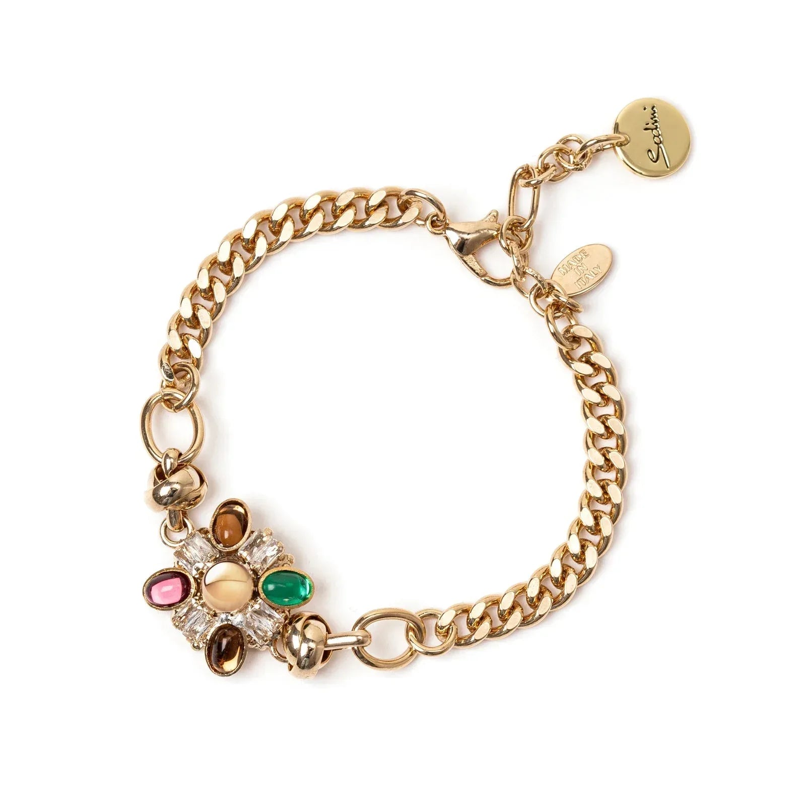 Sodini Bracciale groumette e charm quadrato Mylitta - Bordeaux - Identity Look