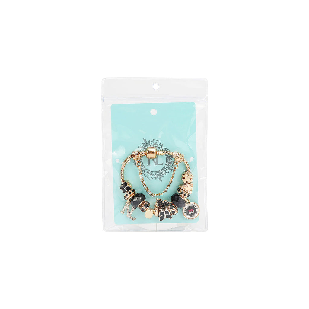 Nicole Lee bracciale oro charm nero