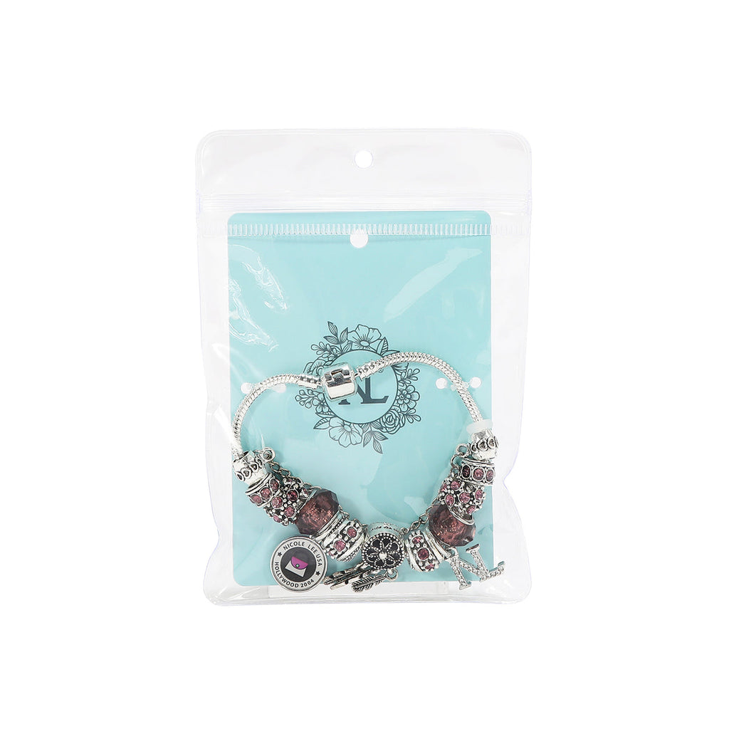 Nicole Lee bracciale silver charm purple