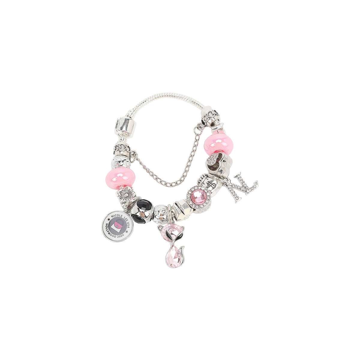 Nicole Lee bracciale silver charm rosa
