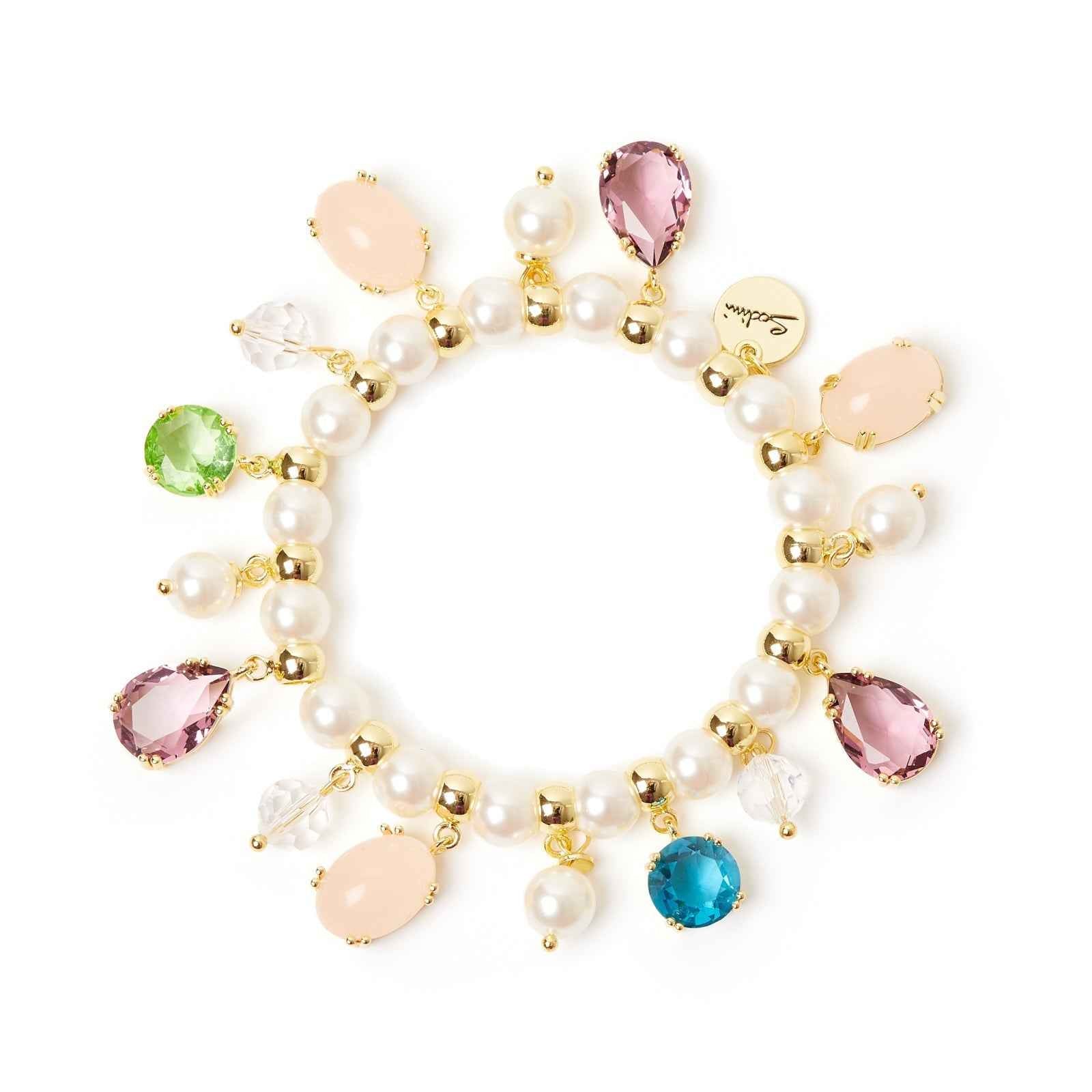 Sodini Bracciale elastico perle e pendenti Ninfa - Multicolor