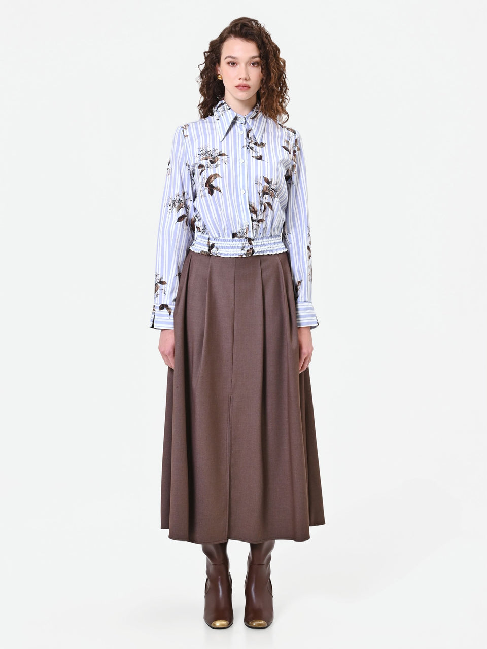 Rinascimento camicia cropped a righe fiori