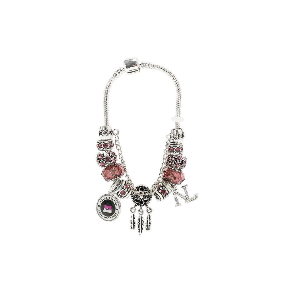 Nicole Lee bracciale silver charm purple